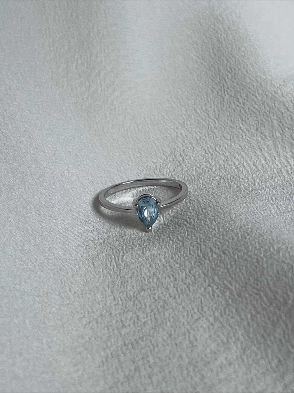 Sterling Silver Teardrop Blue Topaz Ring - Picture 7 of 8